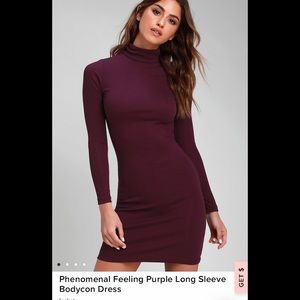 Lulus purple mock neck bodycon dress